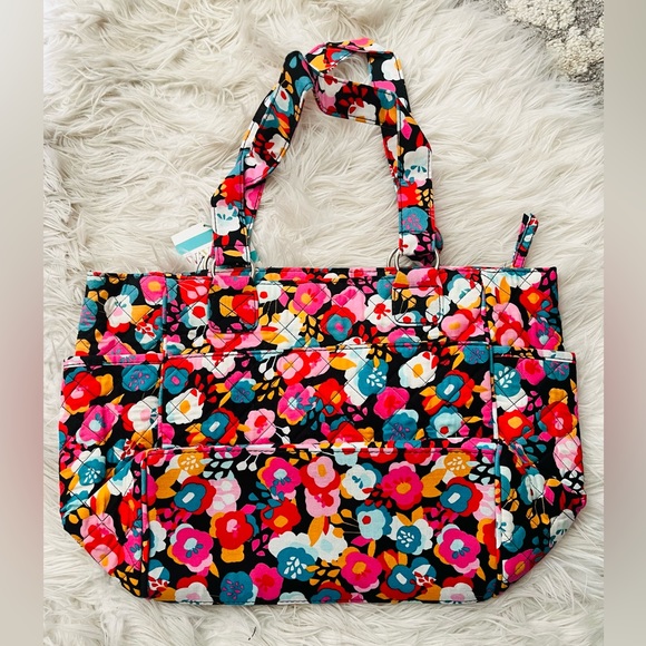 Waverly Women's Satchel Quilted Pink Floral Print Tote Bag - Picture 4 of 6